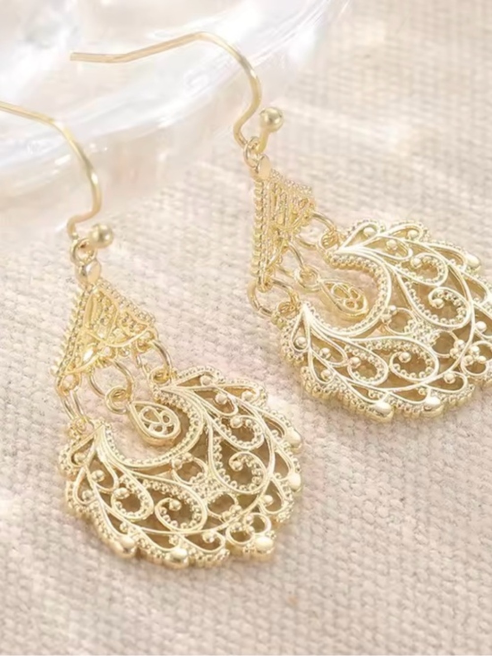 New Gold Chandelier Dangle Earrings